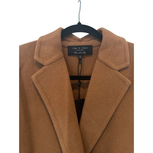 Rag & Bone Thea Italian Wool Camel Brown Long Coat Medium - Picture 8 of 11